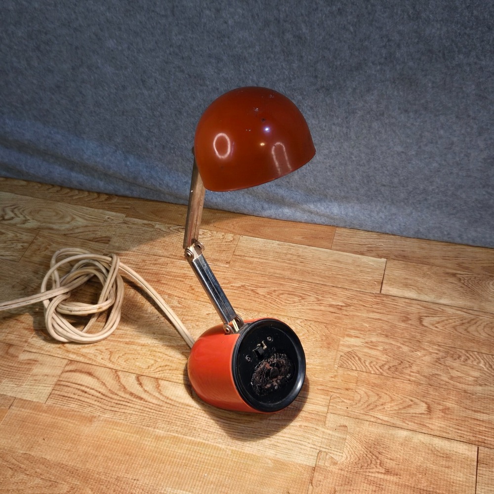 Vintage Mid Century Space Age Capsule Lamp Hong Kong Orange MCM Foldable Tested